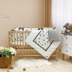 Set lenjerie patut bebe 7 piese White Stars